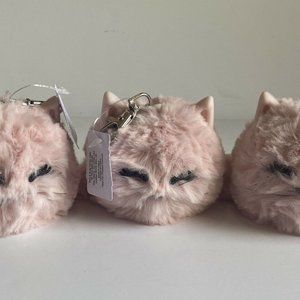 Bath & Body Works Pink Cat Pom Pocket Pink AB Holder Furry Kitty Kawaii Keychain